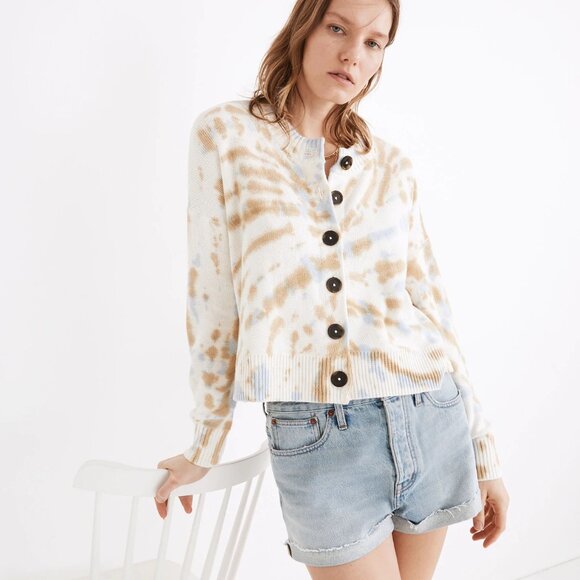 Madewell Sweaters - Madewell Oversized Tie-Dye Broadway Cropped Cardigan Sweater Size L Style MC849